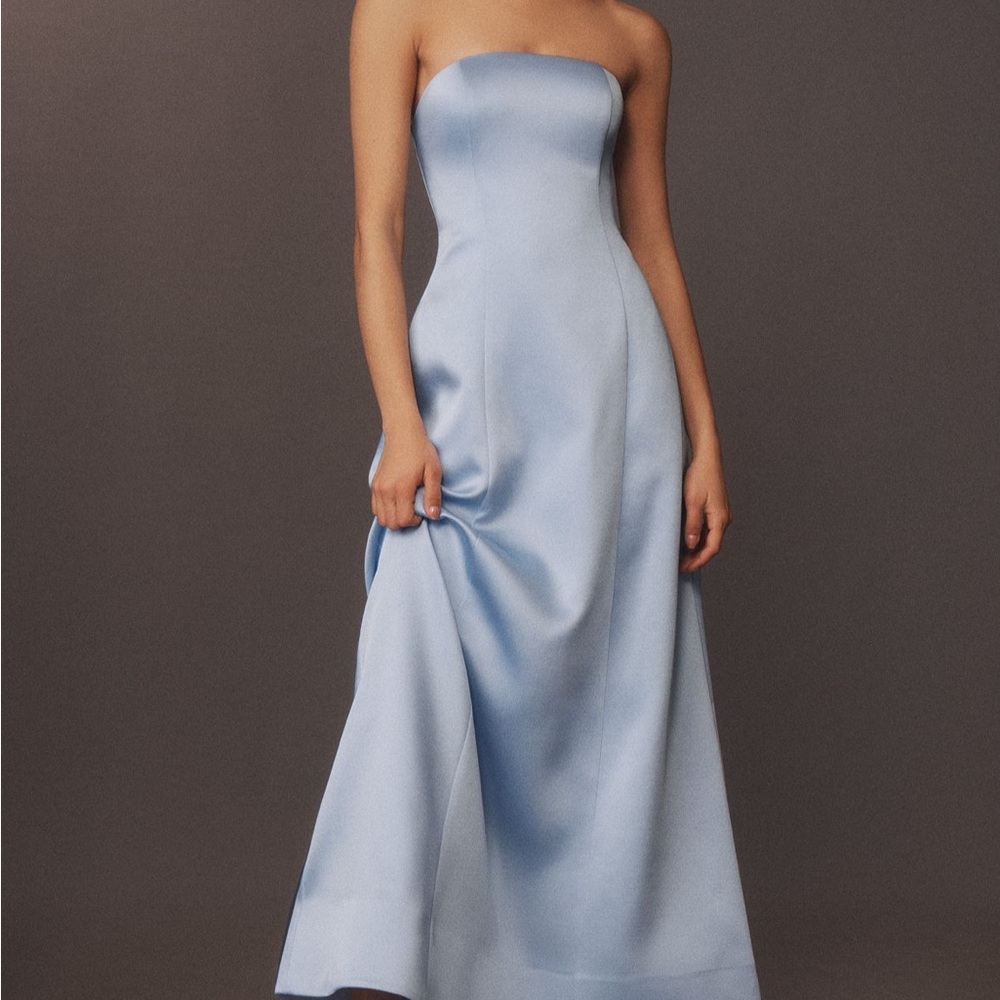 Chic Strapless Light Blue Dress